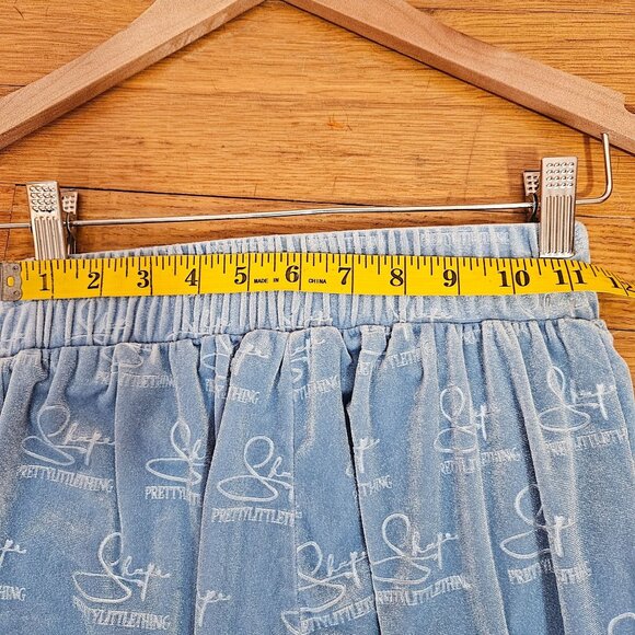 PrettyLittleThing Blue Signature Print Velour Joggers Womens S Elastic Waist Sli - Picture 8 of 11